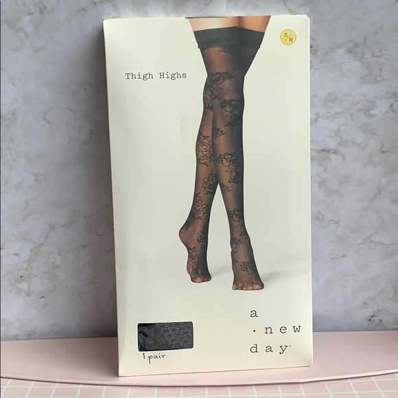 a new day Accessories - A New Day Thigh Highs Black Floral Lace